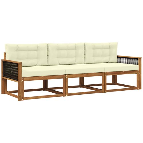 vidaXL Zunanja garnitura za sedenje z blazino 3 pcs Naravna in smetana, (5000282645) Cene