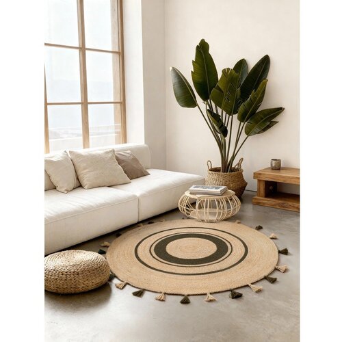 Hanse Home Obojestranska/ročno tkana okrogla preproga iz jute v naravni barvi &amp;oslash; 200 cm Basil &amp;ndash; Slike