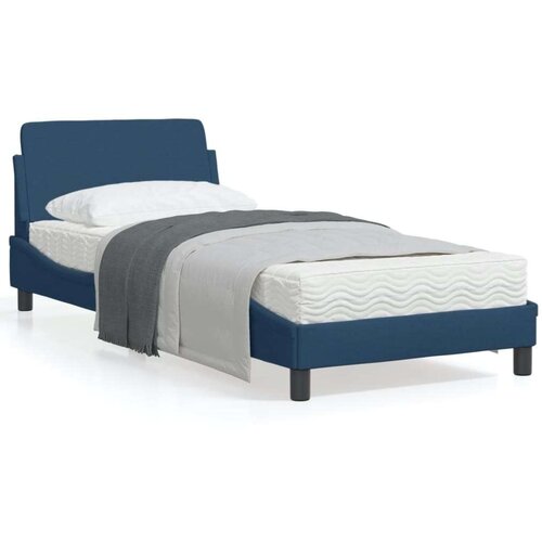 VidaXL Okvir za krevet s uzglavljem plavi 90x190 cm od tkanine Slike