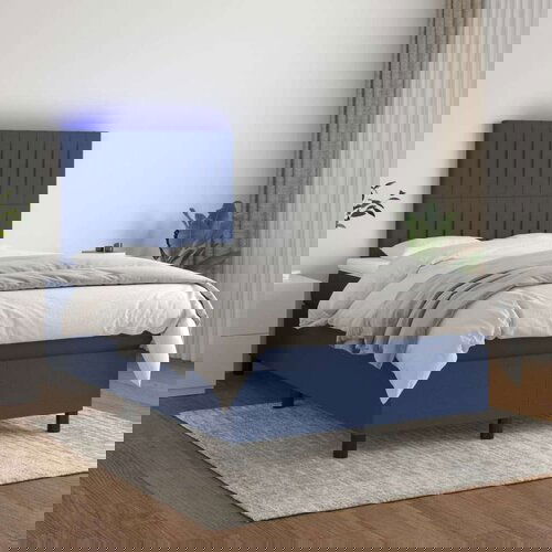  Box spring postelja z vzmetnico LED modra 120x200 cm blago, (20899660) Slike