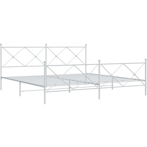 vidaXL Metalni okvir kreveta uzglavlje i podnožje bijeli 200x200 cm Cene