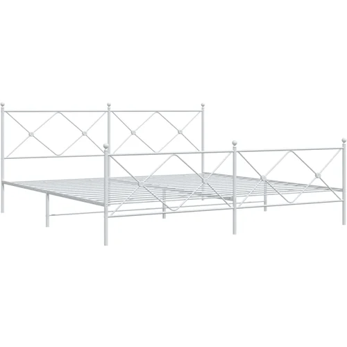 vidaXL Metalni okvir kreveta uzglavlje i podnožje bijeli 200x200 cm