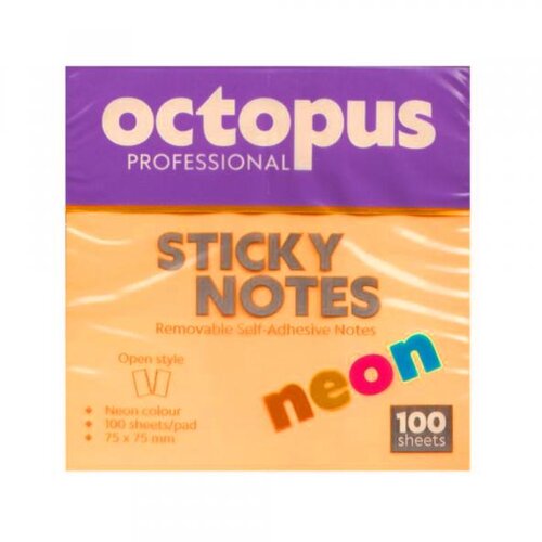 Octopus Samolepljivi blokčići 75x75 neon narandžastii UNL-2045 100lista Cene