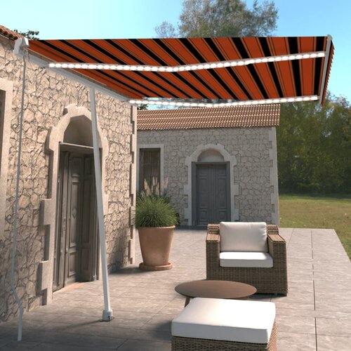 vidaXL tenda na ručno uvlačenje LED 300 x 250 cm narančasto-smeđa Cijene