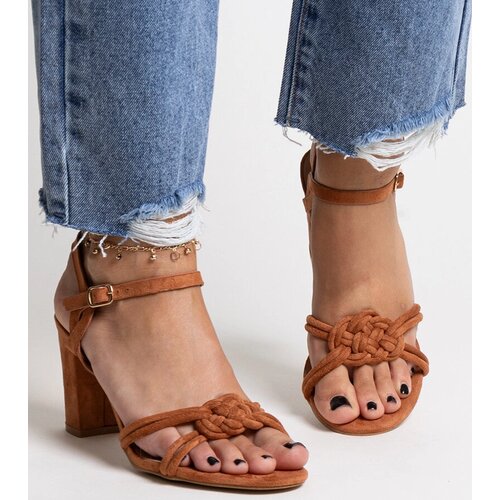 Gemre Brown block heel sandals Shama Cene