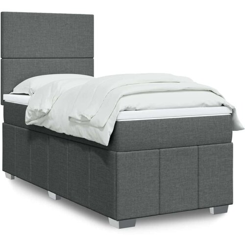 VidaXL Box spring postelja z vzmetnico temno siva 100x200 cm blago Slike