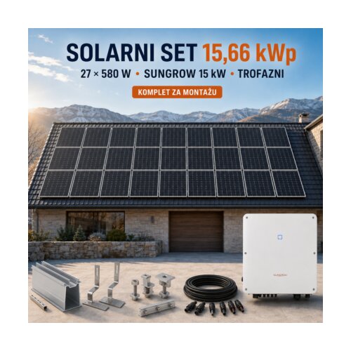  SOLARNI SET 15,66 kWp &amp;ndash; TONGWEI 580 W + SUNGROW SG15.0RT 15 kW Slike