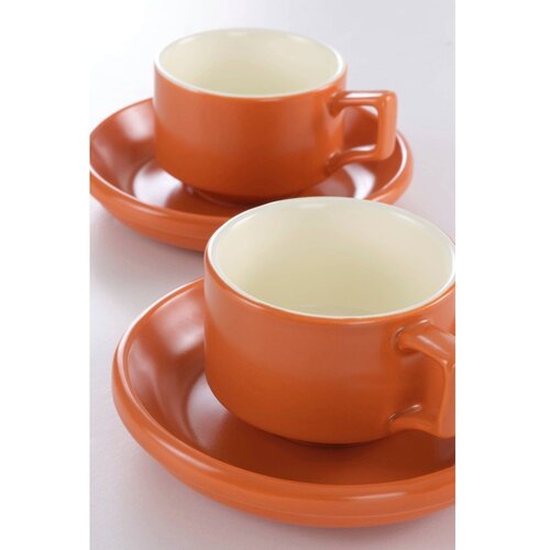 Jotex Oranžne keramične skodelice v kompletu s podstavkom 4 ks 300 ml Thelma &amp;ndash; Slike