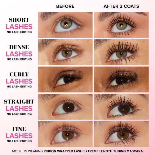 Too Faced Ribbon Wrapped Lash Extreme Lenght Mascara Travel Size maskara za produženje trepavica za volumen i uvijanje trepavica 4.7 ml Slike