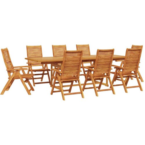  Vrtni set za objed 9 kom. Smeđa Čvrsto drvo akacije 240 x 100 x 75 cm Slike