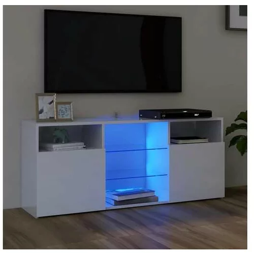  TV omarica z LED lučkami visok sijaj bela 120x30x50 cm