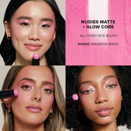 Nudestix Nudies Matte + Glow Core večnamensko ličilo za oči, ustnice in obraz odtenek Magenta Magic 6 g Slike