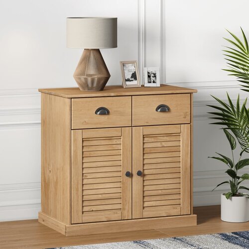 The Living Store Komoda s predali VIGO 78x40x75 cm trdna borovina - Komoda, (21437511) Slike
