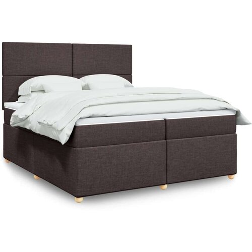 VidaXL Krevet s oprugama i madracem tamnosmeđi 200x200 cm od tkanine Slike