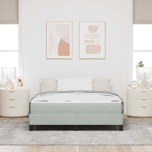  Krevet s opruga kutije Svijetlo siva 140 x 190 cm tkanina Slike