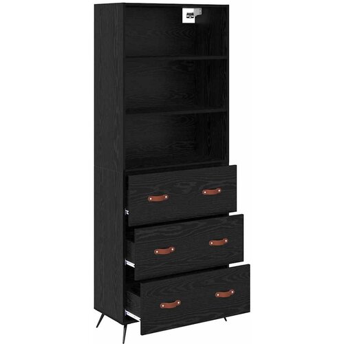  Highboard Crni hrast 69,5 x 34 x 180 cm Konstruirano drvo Slike