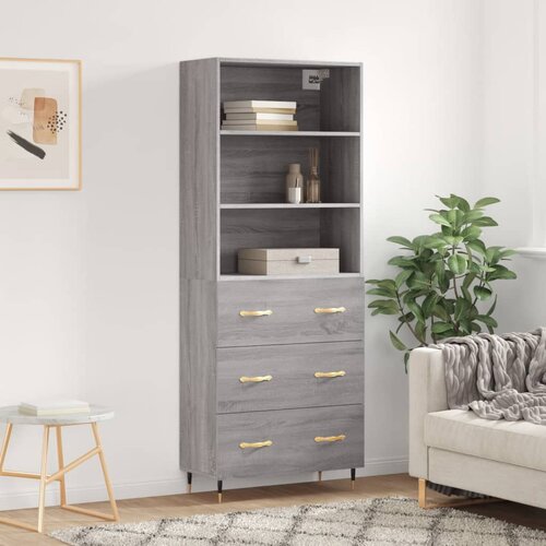 vidaXL Visoka komoda siva sonoma 69,5x34x180 cm inženirski les Cene