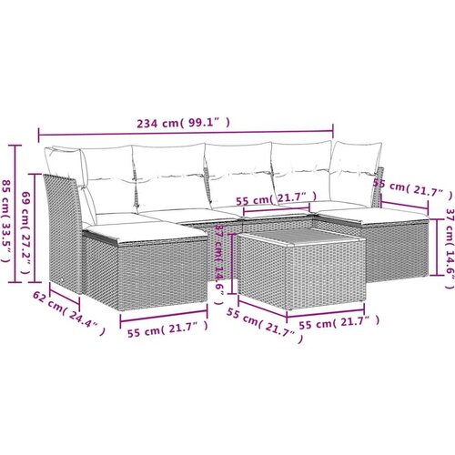 VidaXL 7-dijelni set vrtnih sofa sivi od poliratana Slike