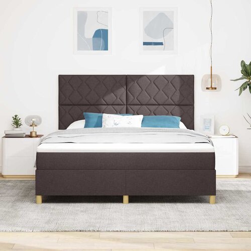  LED Box Spring Krevet Tamno smeđa 180 x 200 cm tkanina Slike
