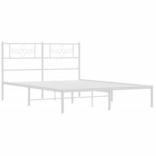  Metalni okvir za krevet s uzglavljem bijeli 120x200 cm Slike