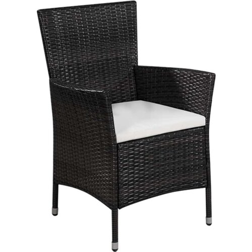 Poli 3-dijelni bistro set od poliratana crni Slike