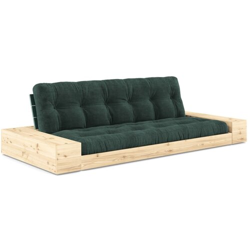 Karup Design Temno zelena raztegljiva sedežna garnitura iz rebrastega žameta 244 cm Base – Cene