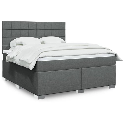 VidaXL Box spring postelja z vzmetnico temno siva 180x200 cm blago Slike