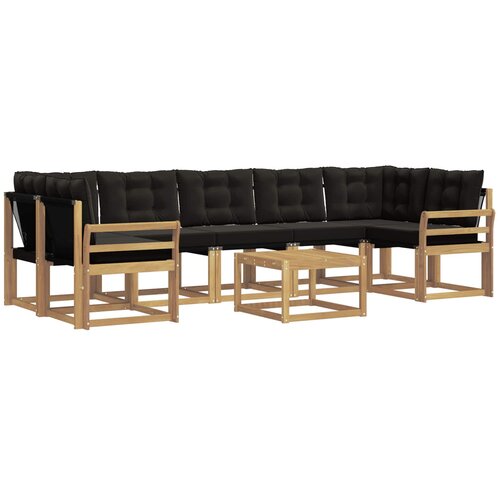 vidaXL Zunanja garnitura za sedenje z blazino 8 pcs Bela in črna, (5000280736) Cene