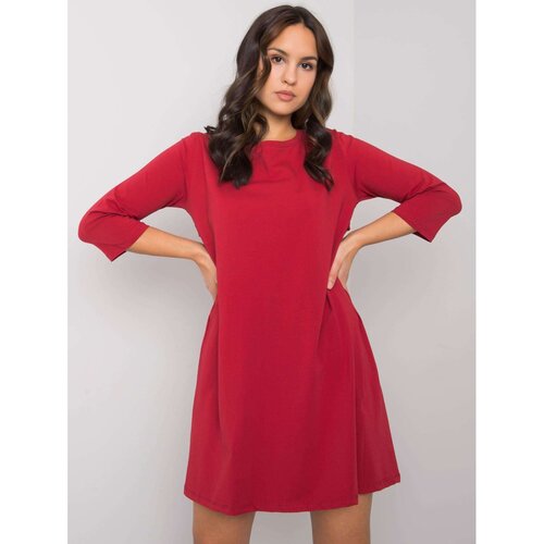 Fashion Hunters RUE PARIS Wine dress with lace insert Slike