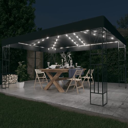 vidaXL Paviljon z LED lučkami 3x4 m antracitno blago Cene