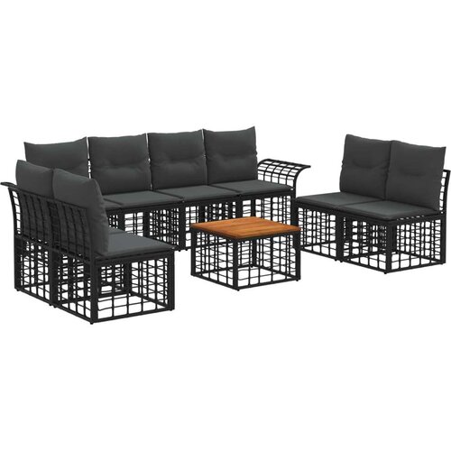  Set vanjskih sofa 9 pcs Crna i tamno siva Poliester - Crna i tamno siva sa stolom Cene