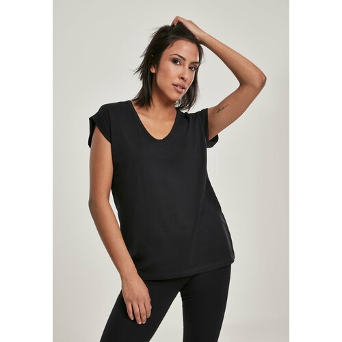 UC Curvy Women's round V-neck T-shirt with extended shoulder black Slike