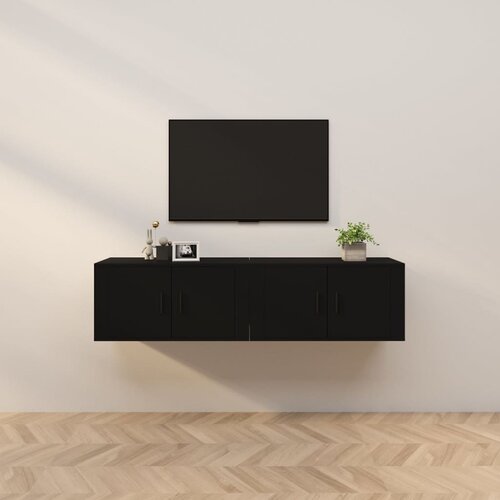  Zidni TV ormarići 2 kom Crna 80x34,5x40 cm Slike