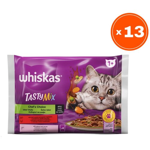 Whiskas Vlažna hrana za mačke Tasty mix, Vi&scaron;e vrsta mesa, 4x85g, 13 pakovanja Cene