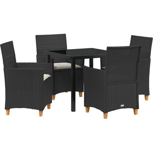 vidaXL set od 5 vrtnih blagovaonskih stolica s jastučićima / Crna / Poli ratan Cijene
