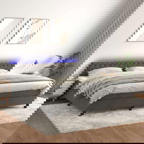  Box spring s madracem LED tamnosivi 160x200 cm baršun Cene