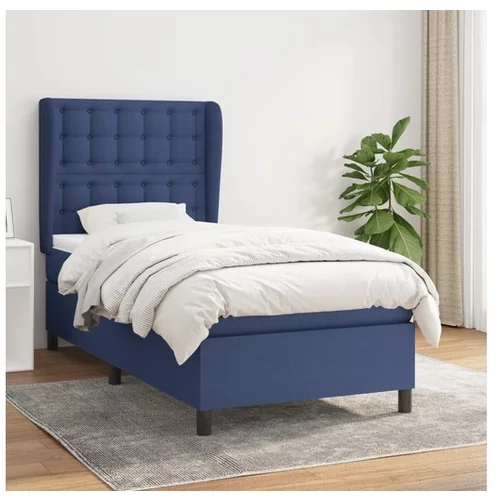  Box spring postelja z vzmetnico modra 90x190 cm blago
