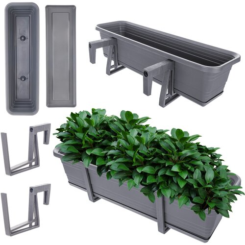 KADAX Balkonski cvetlični lonec, cvetlični lonec 60 cm, ročaji, stojalo, balkonska ograja, (5000346409) Cene