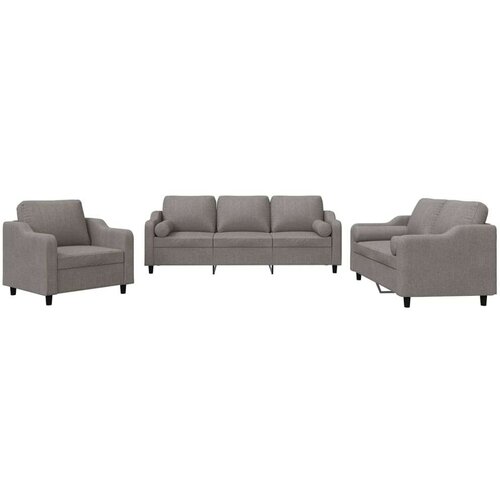 vidaXL 3-dijelni set sofa s jastucima smeđesivi od tkanine Cijene