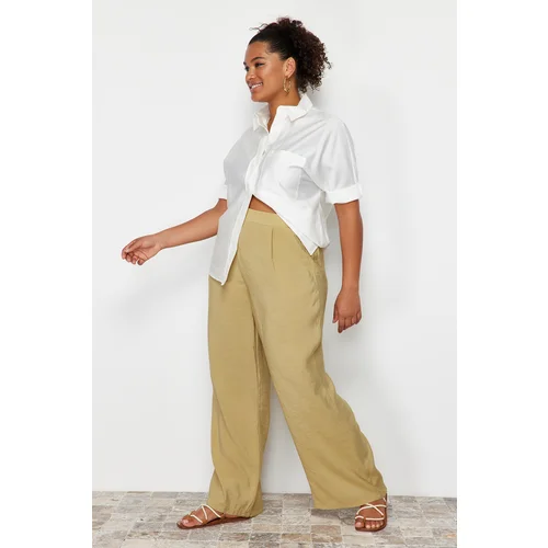 Trendyol Curve Oil Green Wideleg Woven Trousers