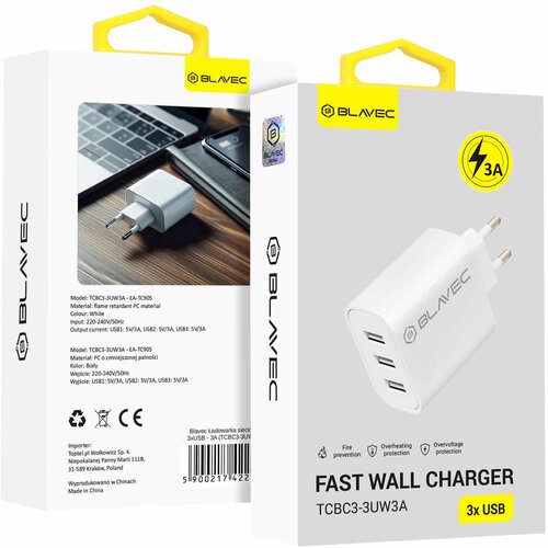 BLAVEC BC3 ZIDNI PUNJAČ - 3xUSB - 3A (TCBC3-3UW3A) BIJELI Cijene
