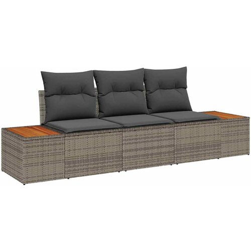 vidaXL Vrtna sedežna garnitura z blazino 3 pcs Siva Poly ratan, (5000134736) Cene