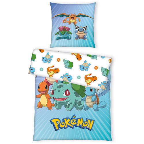 Pokemon MLADINSKA POSTELJNINA 135/140/200 cm renforc&amp;eacute; modra, bela Slike