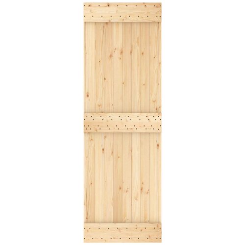  Klizna vrata Prirodna i crna 70 x 210 cm Čvrsta borovina Slike