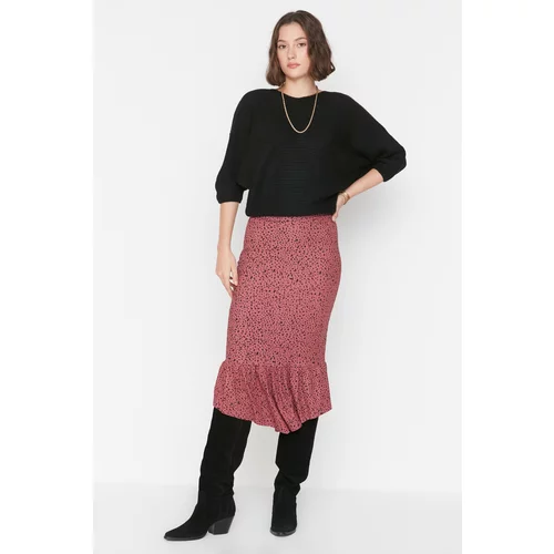 Trendyol Plum Buttoned Asymmetrical Knitted Skirt