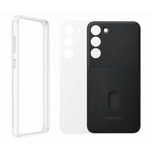 Samsung original ovitel Frame Cover EF-MS916CBE za Galaxy S23 Plus 5G - prozoren bumper s steklom zadaj ali za kartico črn