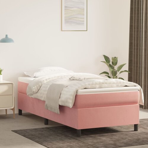 The Living Store Box spring postelja z vzmetnico roza 90x190 cm žamet - Box Spring Postelja, (21492348) Slike