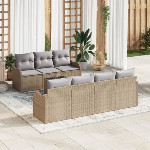 vidaXL 8 komada vrtni sofa set s jastučićima bež poli ratan Cijene