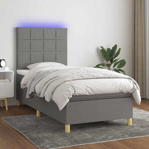  box spring s madracem LED tamnosivi 90x190 cm tkanina Cijene