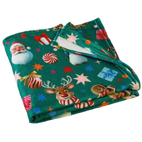Catherine Lansfield Zelena deka s božićnim motivom od mikropli&amp;scaron;a 130x170 cm Christmas Icons &amp;ndash; Slike